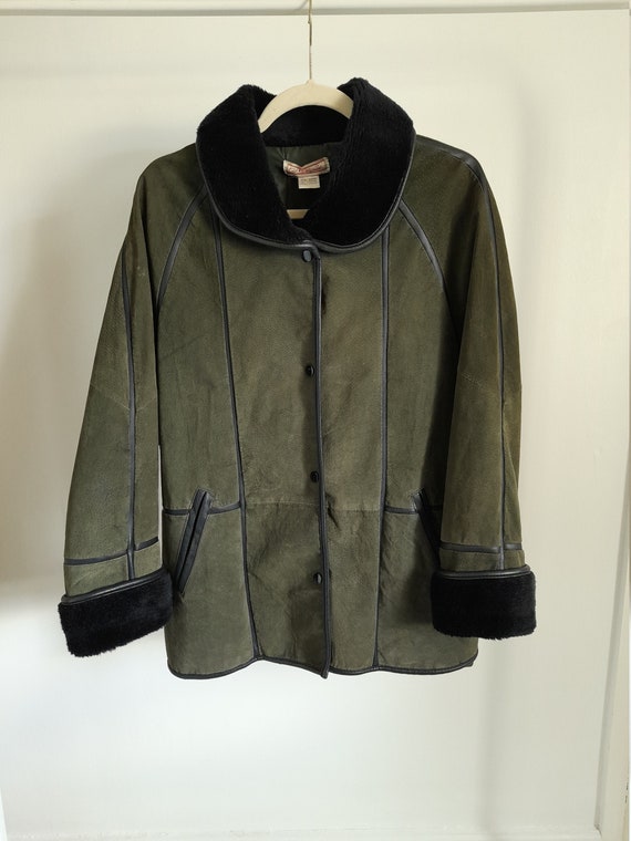 Vintage 80s green suede jacket - image 1