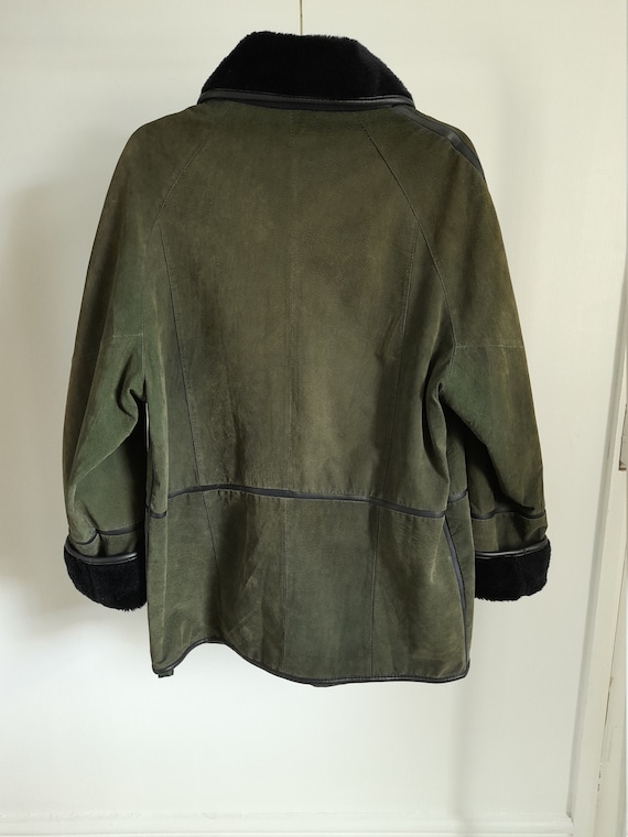 Vintage 80s green suede jacket - image 3