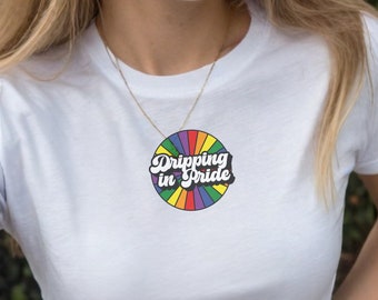 T-shirt bébé LGBTQ, célébration du mois de la fierté, fierté, chemise LGBT arc-en-ciel coloré, haut court queer an 2000, soutien aux alliés militants du défilé