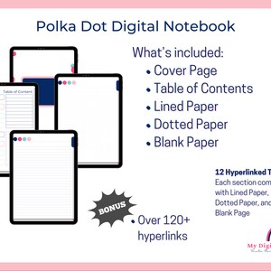 Polka Dot Digital Notebook hyperlinked
