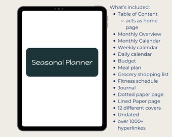 Seasonal Digital Planner Undated Hyperlinked and Vertical