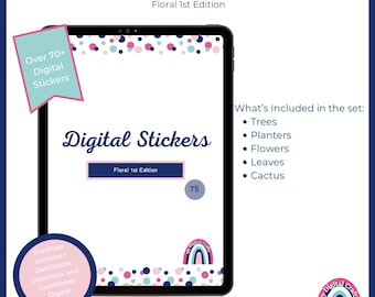 Hand-Drawn Floral, Botanical Digital Stickers for GoodNotes, or othr annotation apps