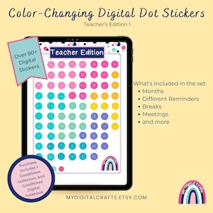 Color-Changing Dot Digital Stickers Teachers Edition for Digital Planning, Scrapbooking, or Notebooks for use with GoodNotes app only