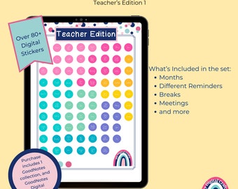 Color-Changing Dot Digital Stickers Teachers Edition for Digital Planning, Scrapbooking, or Notebooks for use with GoodNotes app only