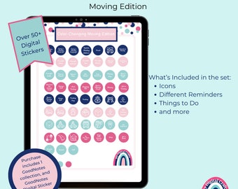 Color-Changing Dot Digital Stickers Moving Edition for Digital Planning, Scrapbooking, or Notebooks for use only with the GoodNotes app