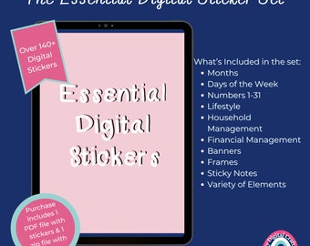 Essential Digital Stickers - The Everyday Planner Edition - GoodNotes Stickers - Pre-Cropped Digital Stickers - Pink Digital Stickers