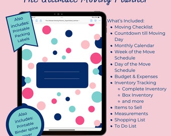 Printable Moving Planner Binder | Moving Checklist Cards, Covers & Spines | Home Move Organizer