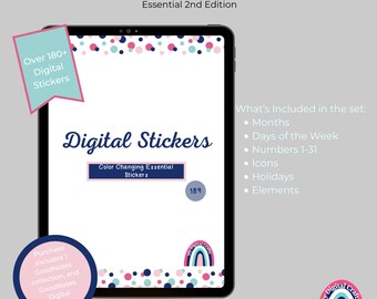 Color-Changing Dot Stickers Essential 1st Edition for Digital Planning, Scrapbooking, or Notebooks exclusively for GoodNotes app