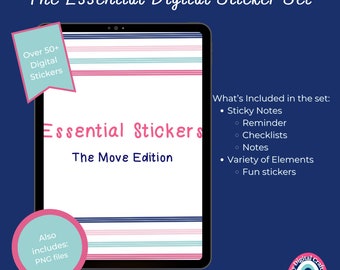 Essential Digital Stickers - The Move Edition - GoodNotes Stickers - Moving Digital Stickers - Pre-Cropped Digital Stickers