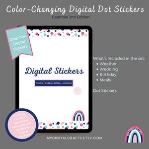 Adesivos de pontos que mudam de cor, 2ª edição essencial para planejamento digital, scrapbooking ou cadernos, exclusivamente para o aplicativo GoodNotes