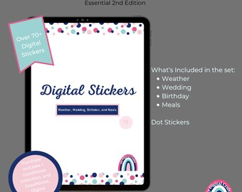 Color-Changing Dot Stickers Essential 2nd Edition for Digital Planning, Scrapbooking, or Notebooks exclusively for GoodNotes app