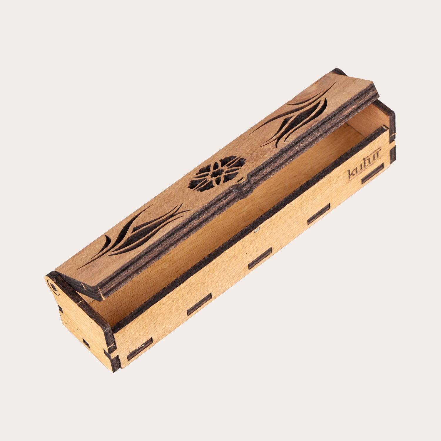 Wooden Pencil Case Natural Wood Tulip Flower Esthetic Etsy