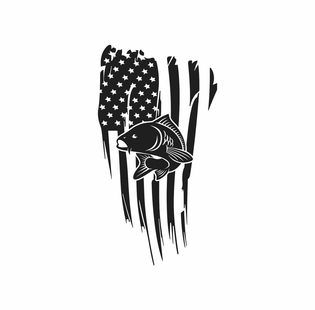 Fishing Flag SVG USA Flag With Fish Svg Fishing Flag Vector - Etsy