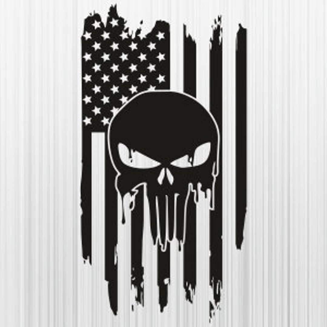 American Skull Head Flag Svg, American Skull Head Dripping Flag Png