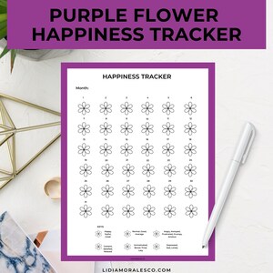 Flower Happiness Tracker, Printable Happiness Tracker, Happiness Log ...