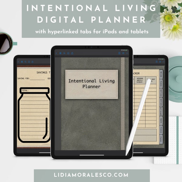 Intentional Living Digital Planner,Yearly Planner, Life Planner,Minimalistic Planner,Digital Planner, Goodnotes, Tablet Planner,Gray Planner