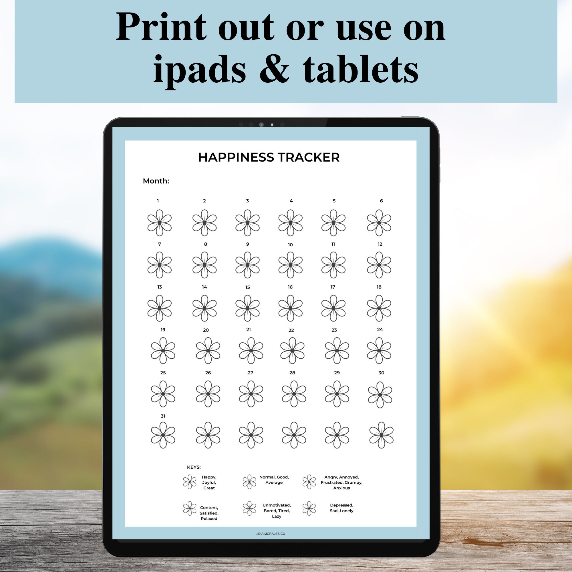 Flower Happiness Tracker, Printable Happiness Tracker, Happiness Log ...