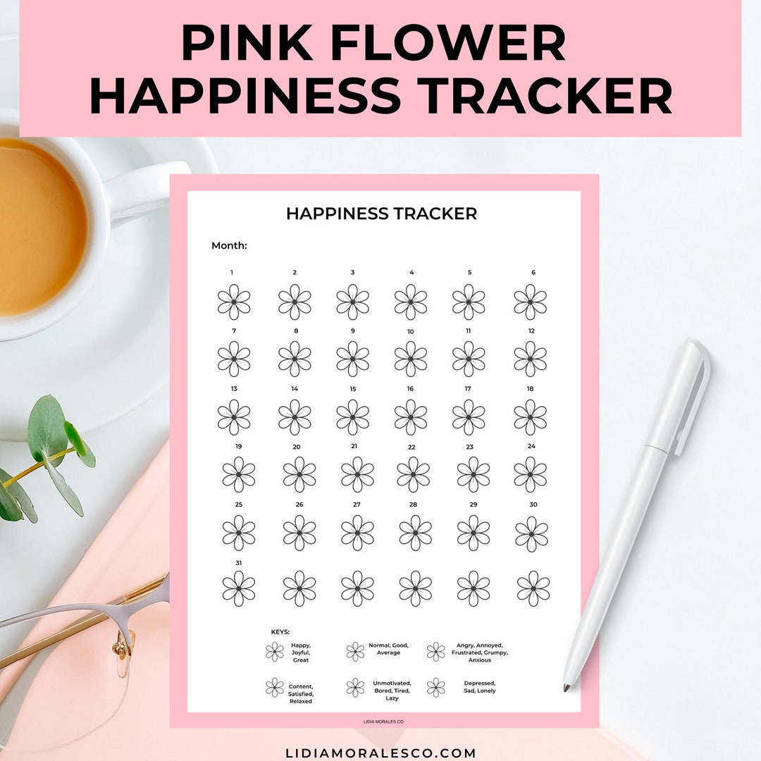 Flower Happiness Tracker, Printable Happiness Tracker, Happiness Log ...