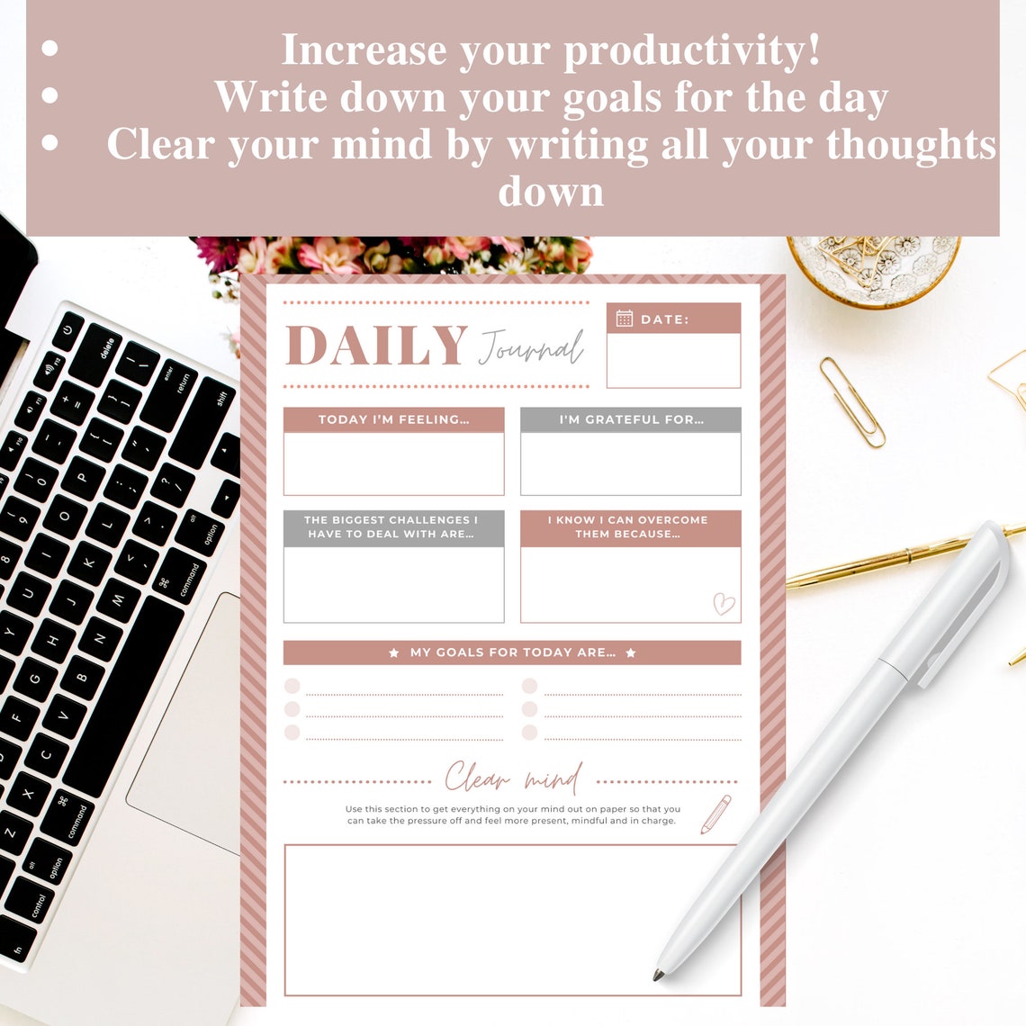Daily Journal, Daily Printable Journal, Goodnotes, Daily Check in