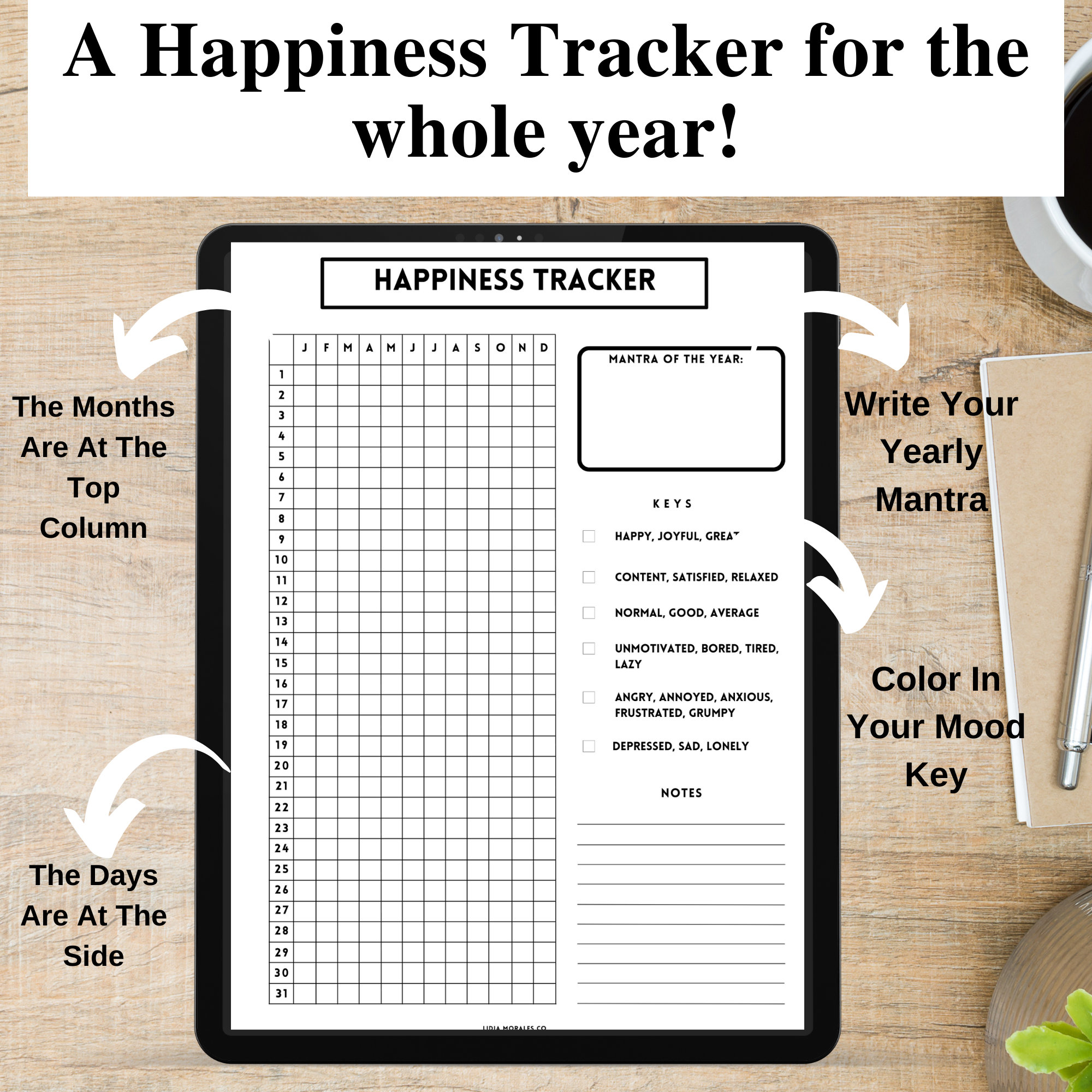 Digital Happiness Tracker, Printable Happiness Tracker, Happiness Log ...