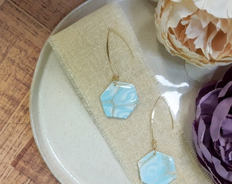 || HADASSAH Boucles d’oreilles Hexagon avec | d’or Boucles d’oreilles pendantes |