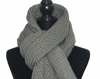 Rocco Wear Classic Grey Gray Hand-knit Handcrafted Soft Winter Long Shawl Blanket Wrap Scarf