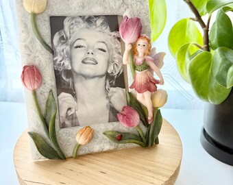 Cadre photo vintage Fairy Garden des années 1990 - sans verre