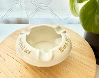 Vintage 1970's Porcelain Ashtray Circular with German Text- Made in Germany