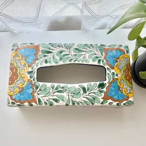 Handmade Rectangular Talavara Ceramic Kleenex Tissue Box Cover- Made in Mexico