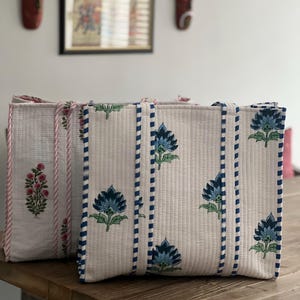 Quilted and Handblock print tote bag for Farmers Market & Beach Days&quot;
