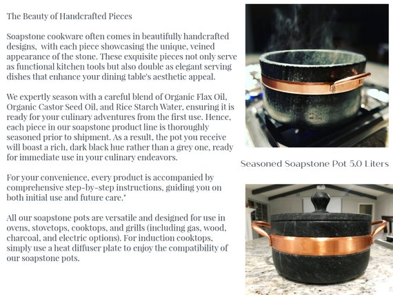 Soapstone Cookware Pot 5.3 Liters/5.6 quarts