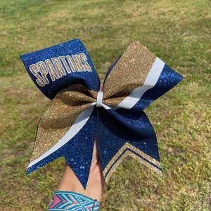 Stripe and Chevron Glitter Cheer Bow
