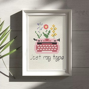 Cute Typewriter Tiny Cross Stitch Pattern, Just My Type Embroidery ...