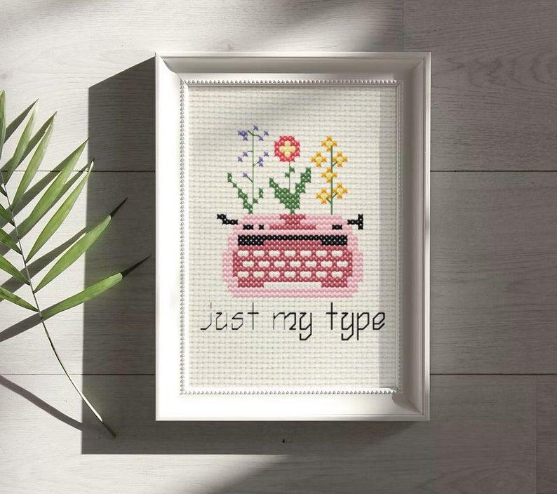 Cute Typewriter Tiny Cross Stitch Pattern, Just My Type Embroidery ...