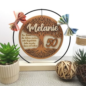 Personalisiertes Geschenk 50. Geburtstag, Geldgeschenk, Tischdeko, Lebensbaum, Geburtstagsgeschenk