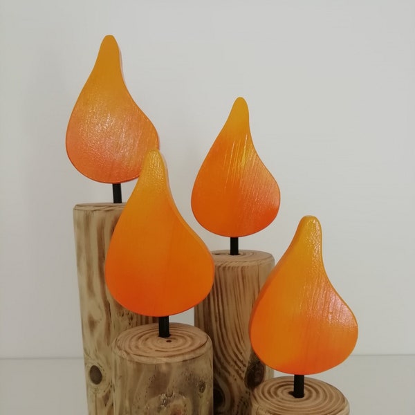 Kerzen aus Holz, 4er-Set, Holzkerzen, Weihnachtsdeko