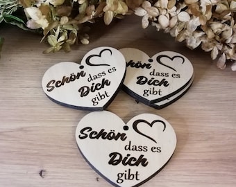 Geschenk Weihnachten, Geschenk Lieblingsmensch, Geschenkeanhänger, Herz aus Holz, Schön dass es dich gibt