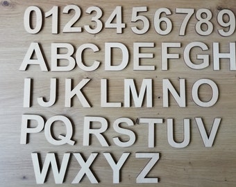 Holzzahlen, Holzbuchstaben, Zahlen aus Holz, Schriftzug
