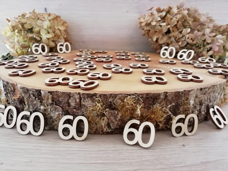 Streudeko Holz, Tischdeko, 60. Geburtstag Bild 4