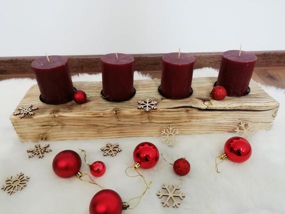 Buy Kerzenständer, Kerzenhalter, Adventskranz, Rustikales Holz, Adventsbalken Online in India