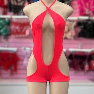 Coral Sheer Bodystocking: Handmade Exotic Dancewear