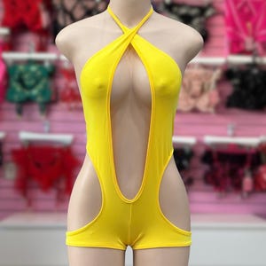 Yellow Sheer Bodystocking: Handmade Exotic Dancewear