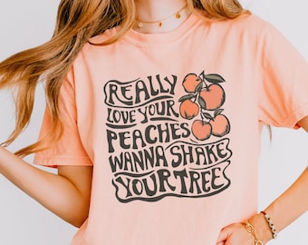 Peaches Graphic Boxy Tee - Comfort Colors Cropped T-Shirt