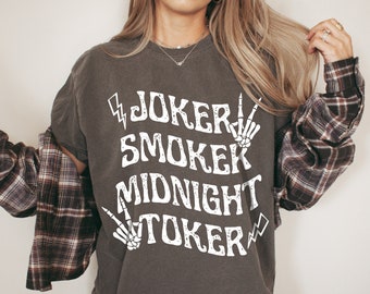 Joker Smoker Comfort Colors Crewneck T-shirt Vintage Style Rocker Tee