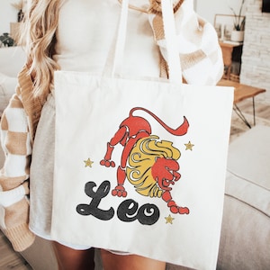 Sac fourre-tout en toile de coton Lion Zodiac
