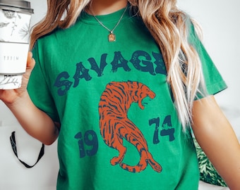 Savage Tiger Graphic Tee - Comfort Colors Vintage Style Shirt