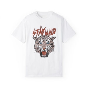 T-shirt graphique Stay Wild Cheetah - T-shirt à bascule vintage Comfort Colors White