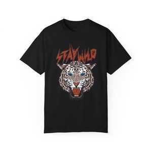 T-shirt graphique Stay Wild Cheetah - T-shirt à bascule vintage Comfort Colors Black