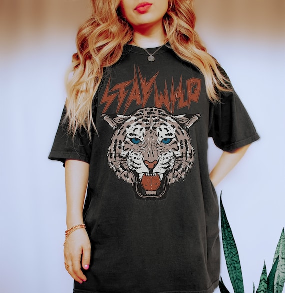 Stay Wild Cheetah Graphic Tee - Comfort Colors Vintage Rocker T-Shirt