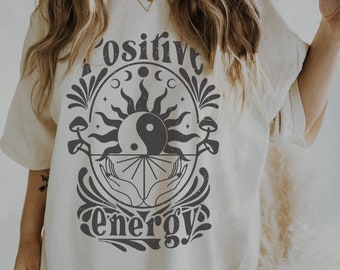 Positive Energy Yin Yang Shirt: Retro Graphic Tee, Comfort Colors